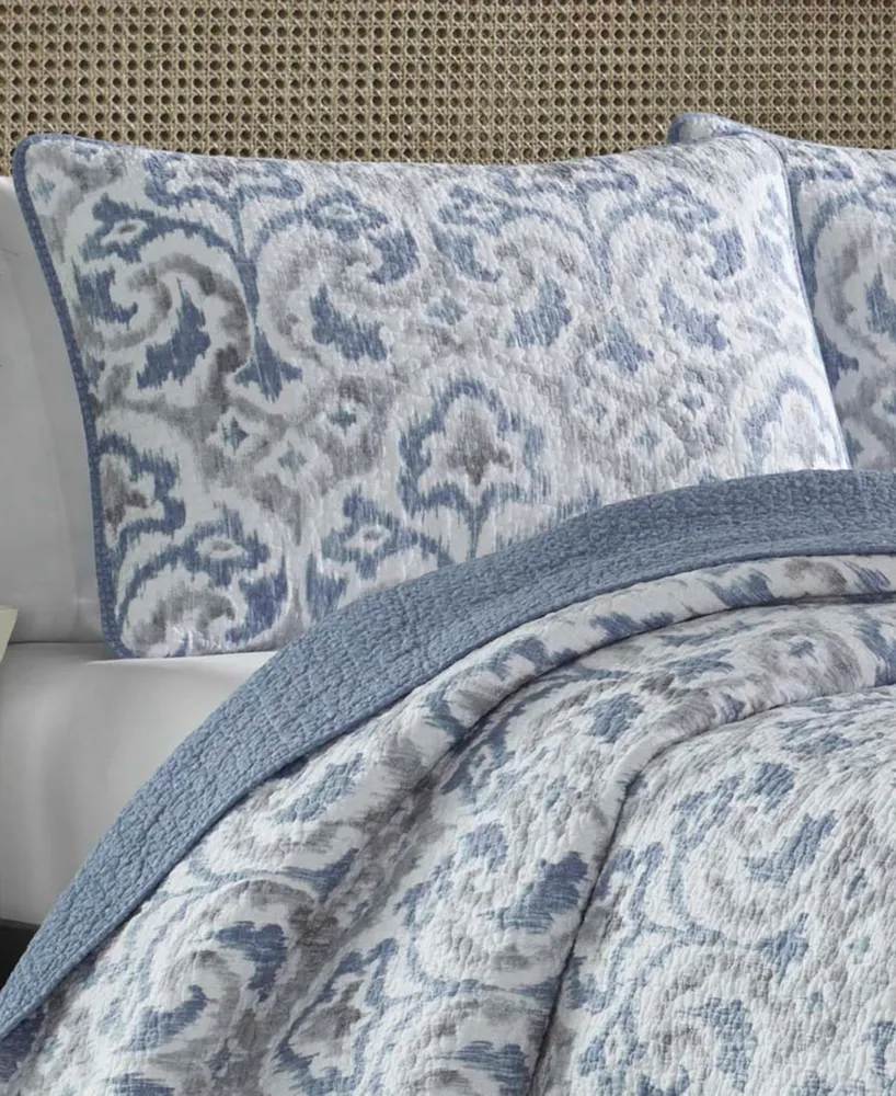 Tommy Bahama Cape Verde Smoke Reversible 3-Piece Quilt Set