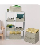 Sorbus 9 Piece Stackable Woven Basket Organizer Set with Built-In Carry Handles - Stylish Storage for any room the household (Gray)