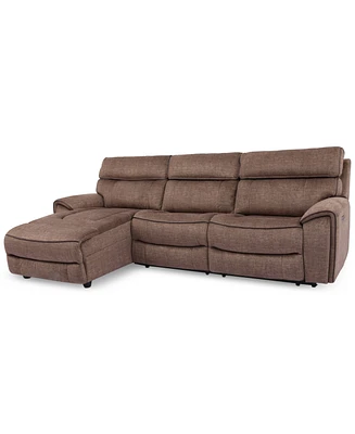 Closeout! Hutchenson 3-Pc. Fabric Chaise Sectional with Power Recliner and Headrest