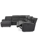 Closeout! Hutchenson 5-Pc. Fabric Chaise Sectional with 2 Power Recliners