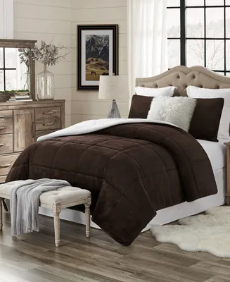Cathay Home Inc. Plush Faux Fur and Sherpa Reversible Comforter Set