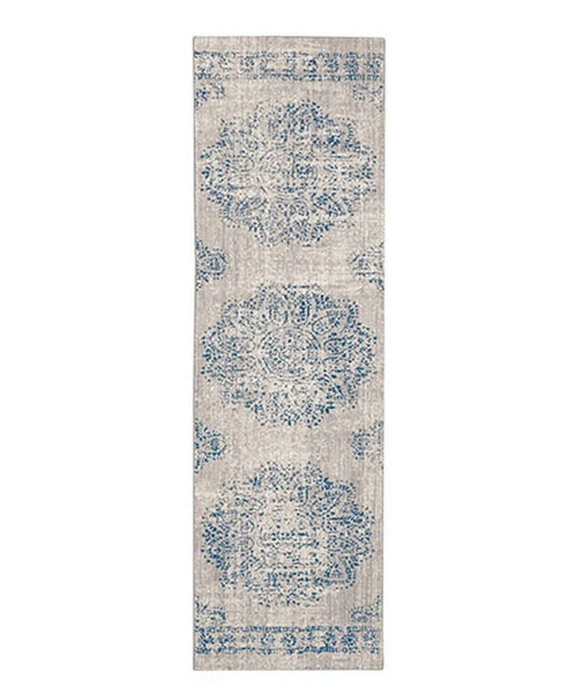 Closeout! Scott Living Expressions Dharma Medallion Indigo 2'4" x 7'10" Runner Rug