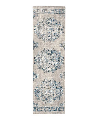 Closeout! Scott Living Expressions Dharma Medallion Indigo 2'4" x 7'10" Runner Rug