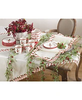 Saro Lifestyle Candy Cane Design Christmas Holiday Table Runner