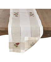 Saro Lifestyle Embroidered Table Runner with Grape Hemstitch Design