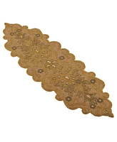 Saro Lifestyle Beaded Scroll Motif Table Runner