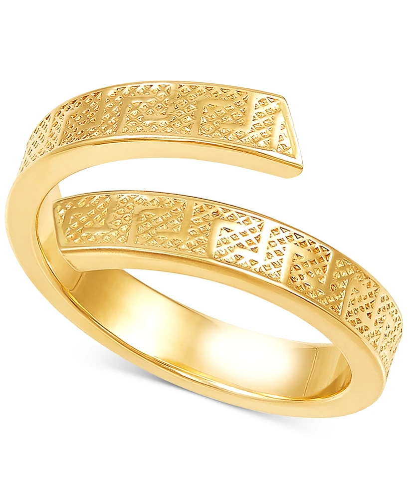 Italian Gold Greek Key Bypass Statement Ring 10k