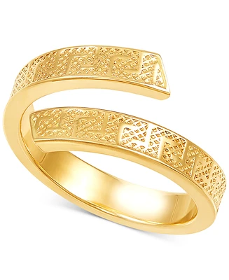Italian Gold Greek Key Bypass Statement Ring 10k