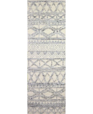Closeout! Bashian Natural Wool M133 Ivory and Blue 2'6" x 8' Runner Rug