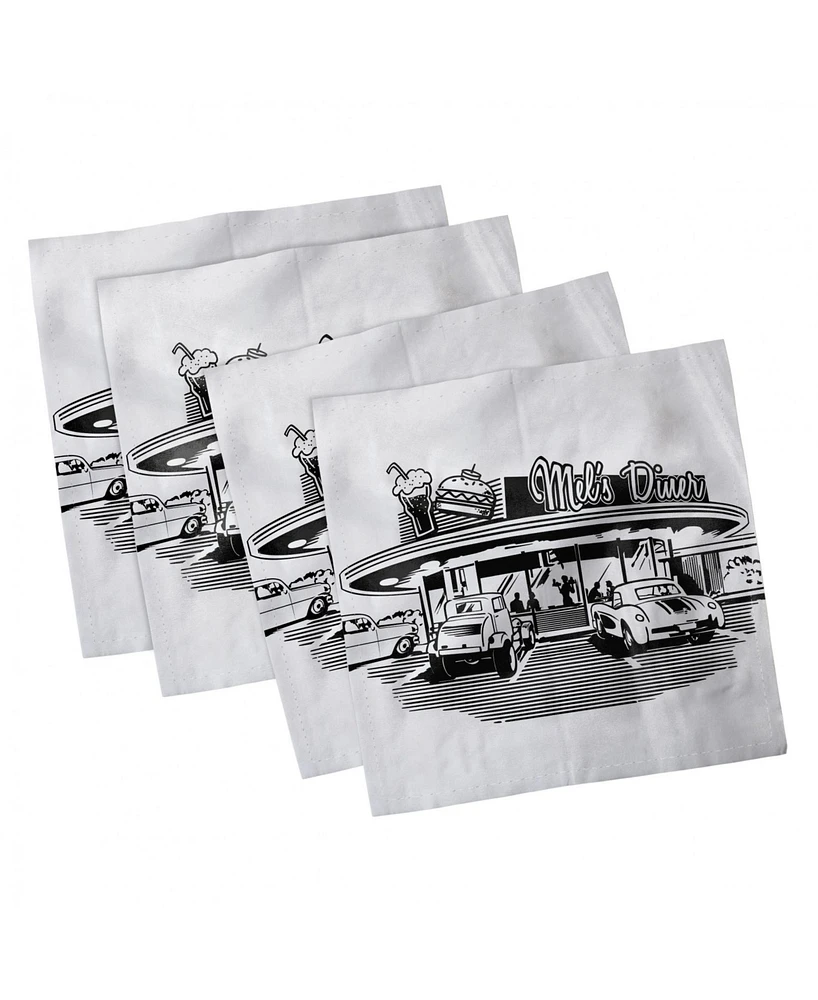 Ambesonne Retro Set of 4 Napkins, 12" x 12"