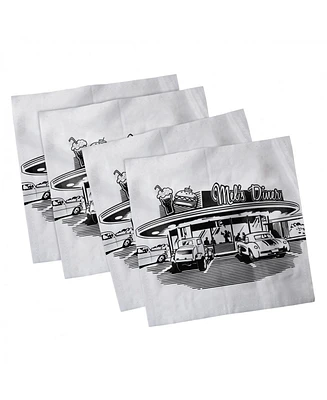 Ambesonne Retro Set of 4 Napkins, 12" x 12"