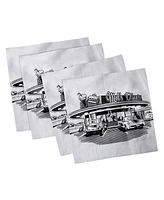 Ambesonne Retro Set of 4 Napkins, 12" x 12"