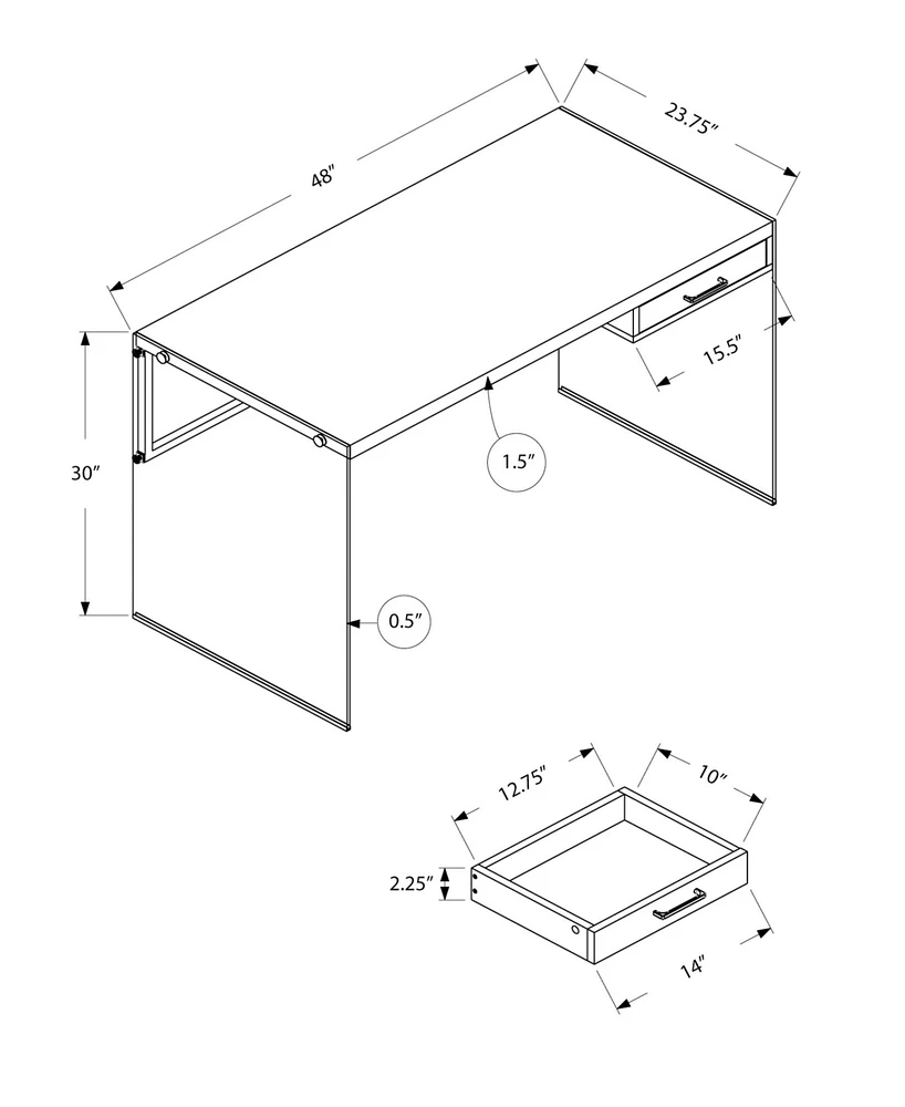 Monarch Specialties Computer Desk - 48" L Glass Panels