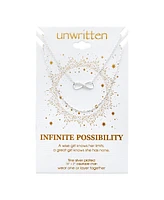 Unwritten Silver Plated Clear Cubic Zirconia Infinity Duo Necklace with Studded Second Chain