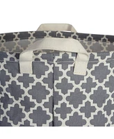 Design Imports Polyethylene Coated Cotton Polyester Laundry Hamper Lattice Round