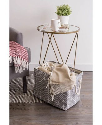 Design Imports Polyester Bin Herringbone Square