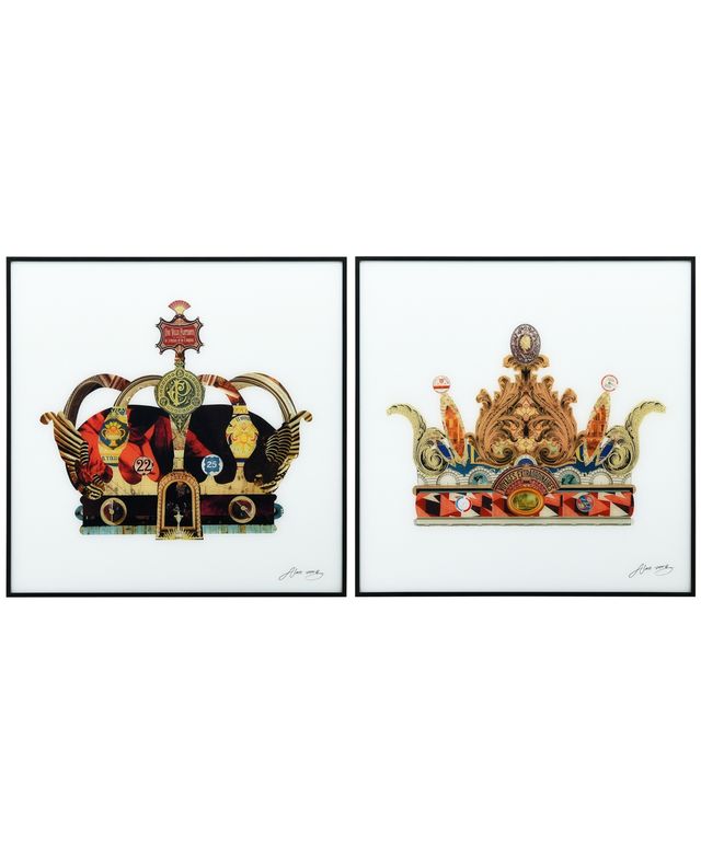 Empire Art Direct Crown with Round Arches, Crown with Curved Spires Reverse Printed Art Glass and Anodized Aluminum Frame Wall Art, 60" x 20" x 1.5"