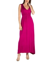 24seven Comfort Apparel V-Neck Sleeveless Maxi Dress with Belt