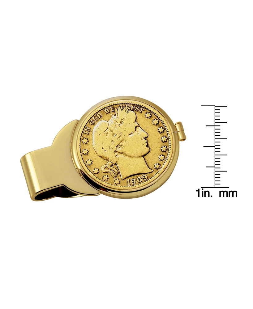 Men's American Coin Treasures Gold-Layered Silver Barber Half Dollar Coin Money Clip