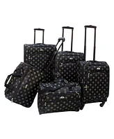 American Flyer Fleur De Lis 5 Piece Spinner Luggage Set