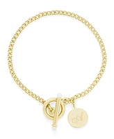 brook & york Stella Imitation Pearl Initial Toggle Bracelet