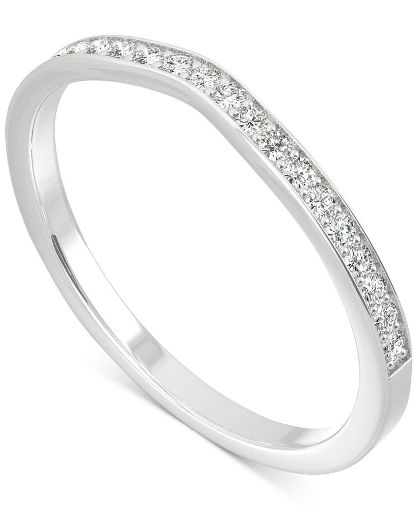 Charles & Colvard Moissanite V-Shape Wedding Band (1/5 ct. t.w. Dew) 14k White Gold