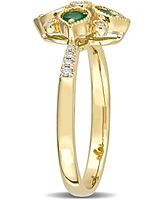 Emerald (1/3 ct. t.w.) & Diamond (1/10 ct. t.w.) Statement Ring in 14k Gold