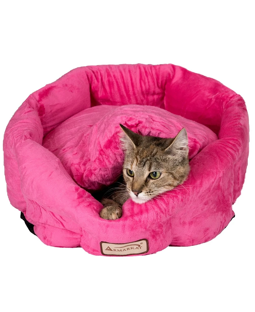 Armarkat Model C03CZH Pet Cuddle Bed for Cats and Extra Small Dogs - Pink Velvet