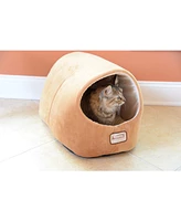 Armarkat Cat Bed Cave Shape, Brown/Ivory, C11CZS/Mh - Luxurious Velvet Covering, 100% Poly Fill Filling, Machine Washable, 6 Months Warranty