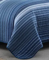 Nautica Coveside Blue Cotton Reversible 2-Piece Quilt Set, Twin