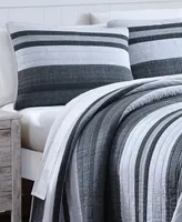 Nautica Ardmoore Grey Cotton Reversible -Piece Quilt Set
