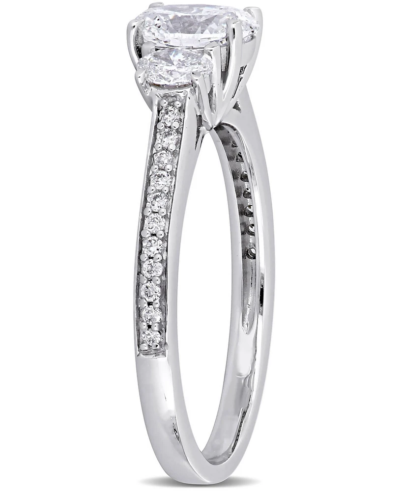 Diamond Oval Three Stone Engagement Ring (1-1/10 ct. t.w.) 14k White Gold