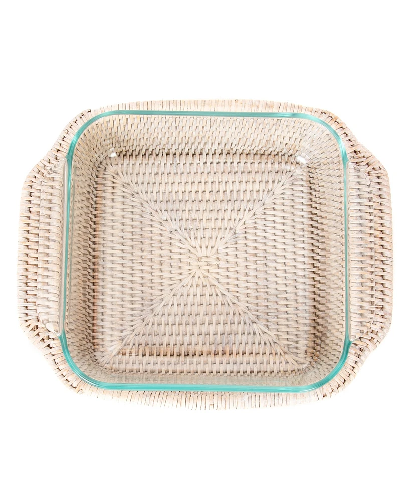 Artifacts Rattan Square Baker Basket with Pyrex