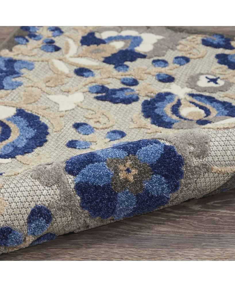 Nourison Home Aloha ALH17 Blue 2'3" x 12' Runner Rug