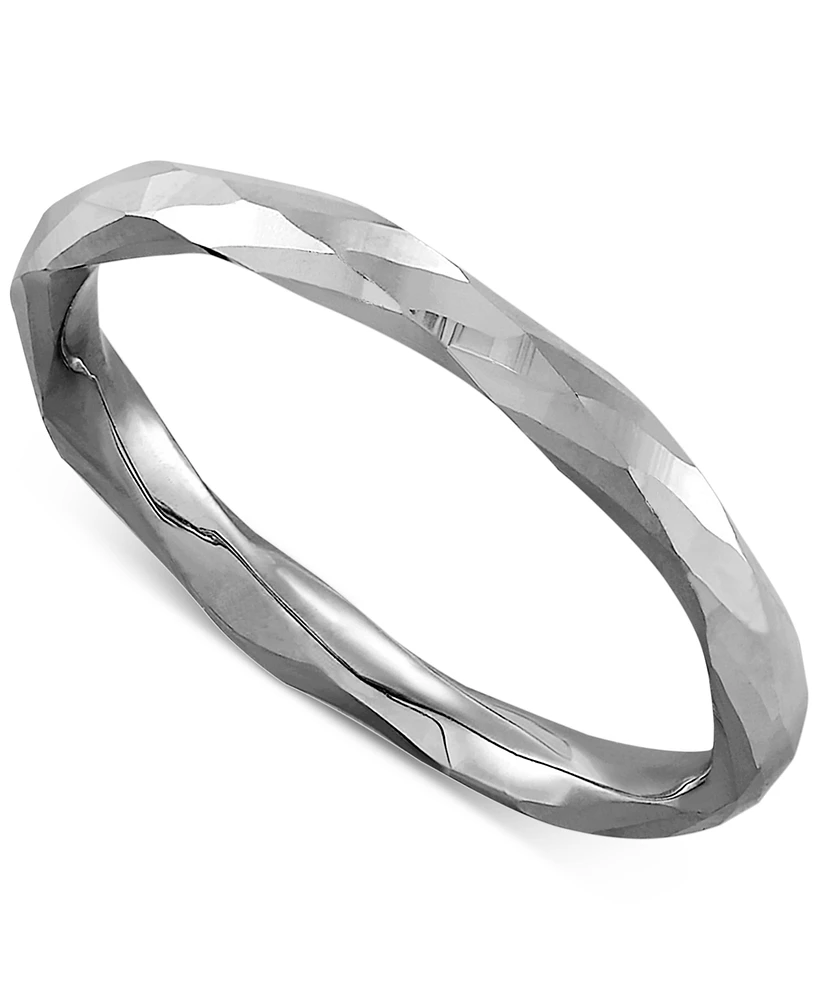 Polished Twist-Look Band 10k Gold, Rose Gold & White