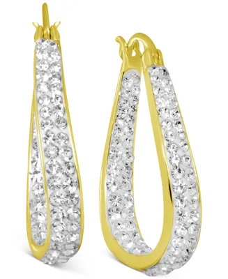 And Now This Crystal & Out Teardrop Hoop Earrings Silver Plate, Gold-Plate or Rose Gold Plate