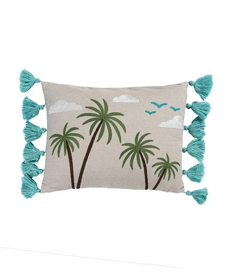Homthreads Beach Days Palm Tassel Decorative Pillow, 14" x 18"