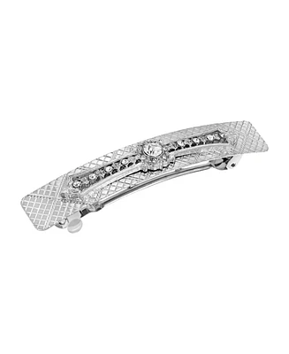 Women's Silver-Tone Crystal Bar Barrette