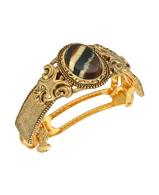 Women's Gold-Tone Oval Stone Ponytail Holder
