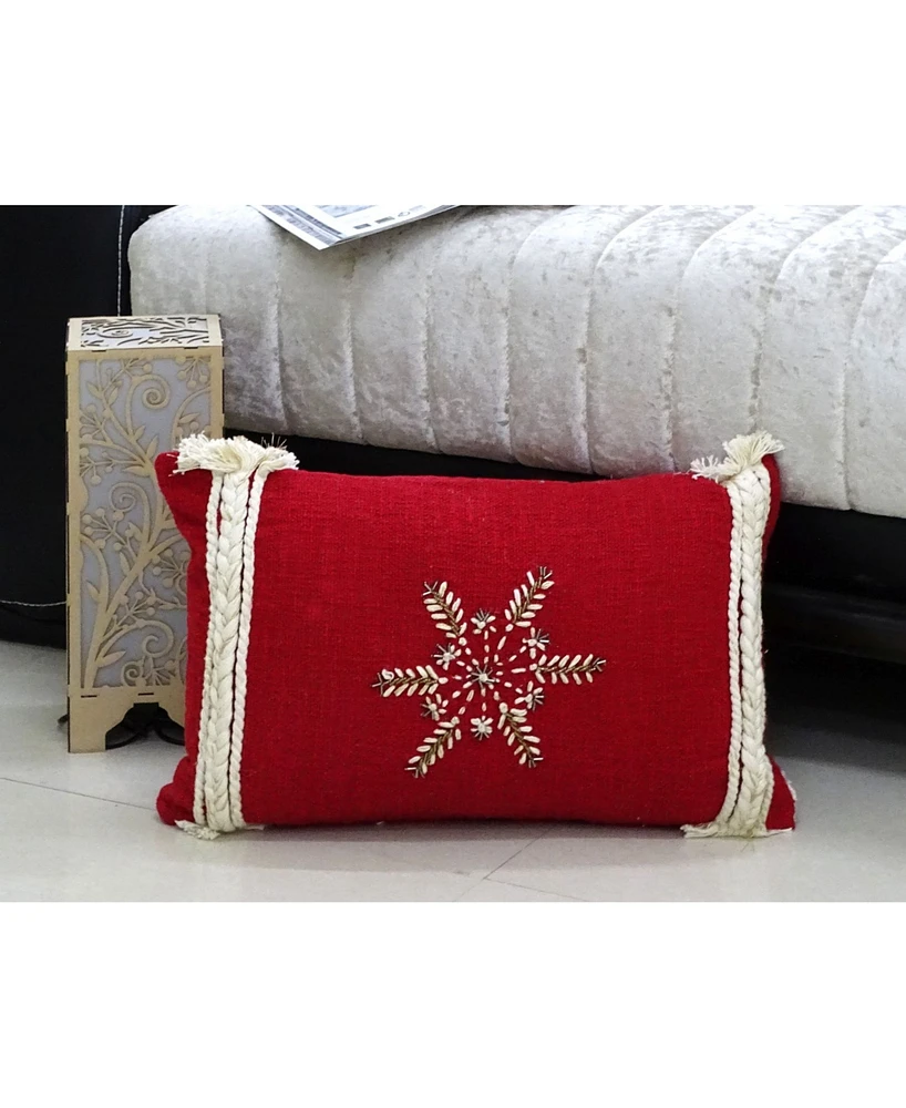 Vibhsa Beaded Snowflake Decorative Pillow, 14" x 20"