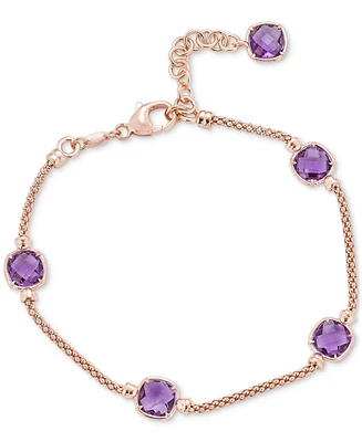 Lapis Lazuli Station Link Chain Bracelet 14k Gold-Plated Sterling Silver (Also Turquoise, Citrine, Amethyst, Garnet & Onyx)