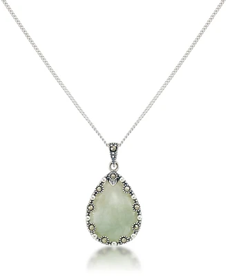 Faceted Jade Teardrop Pendant and a Curb Chain