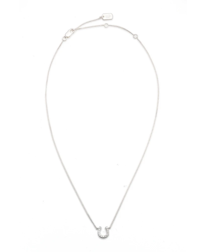 Lauren Ralph Lauren Cubic Zirconia Horseshoe Pendant Necklace in Sterling Silver, 14" + 3" extender