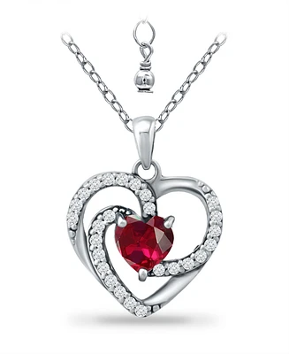 Giani Bernini Lab Grown Ruby and Cubic Zirconia Heart Pendant