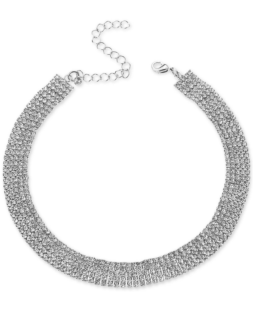 I.n.c. International Concepts Silver-Tone Rhinestone Wide Choker Necklace, 13" + 3" extender, Created for Macy's
