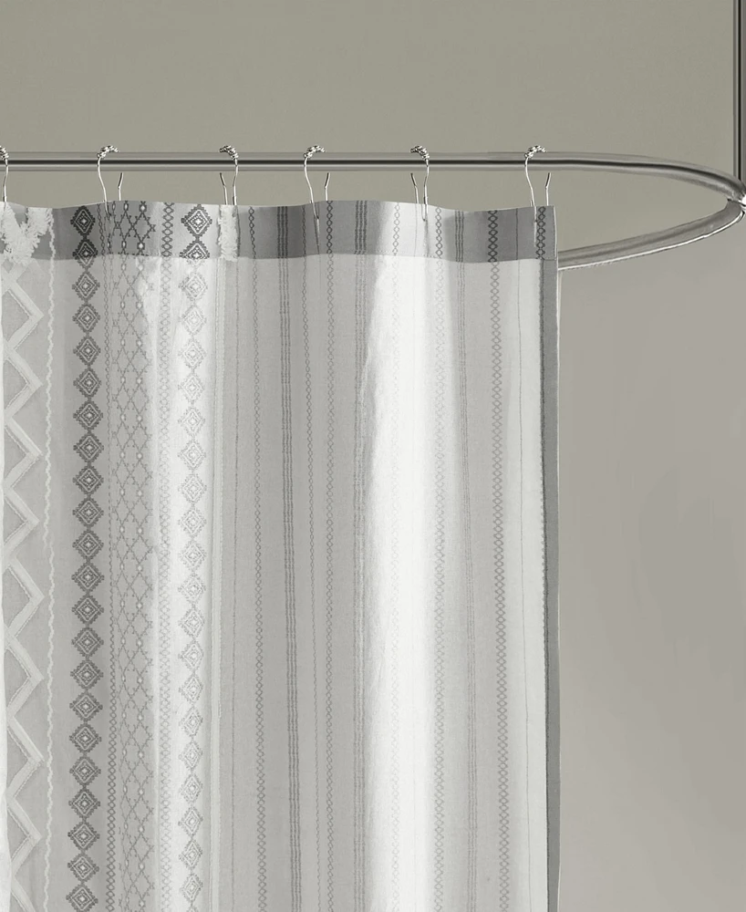 Ink+Ivy Imani Stripe Cotton Chenille Shower Curtain, 72" x