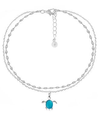 And Now This Double Row Turtle Anklet in Silver Plate