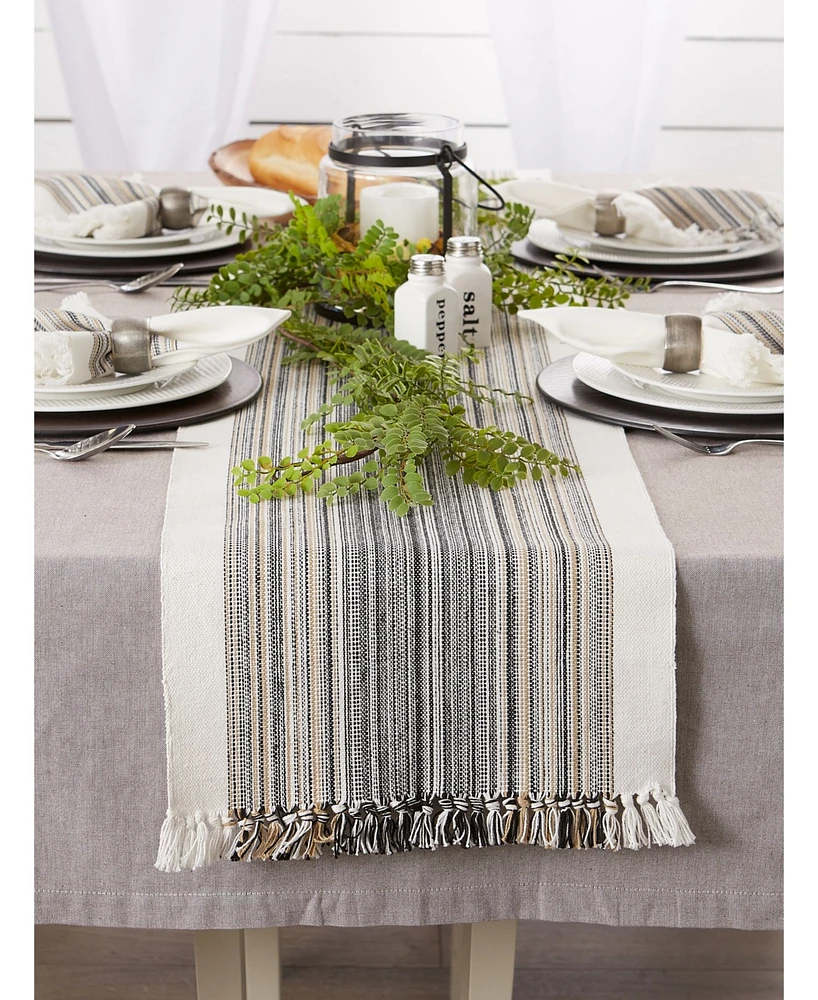 Design Imports Striped Fringed Table Runner