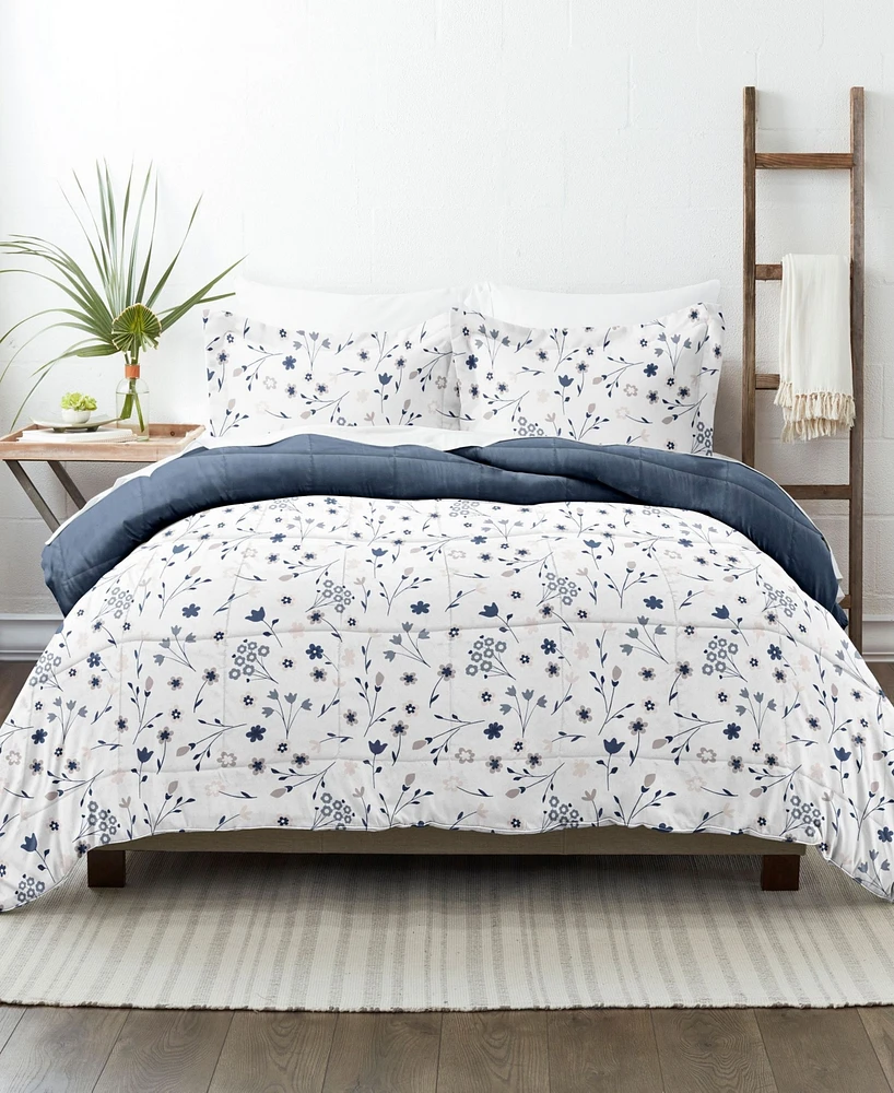 ienjoy Home Forget Me Not Reversible Comforter Set, King/California King