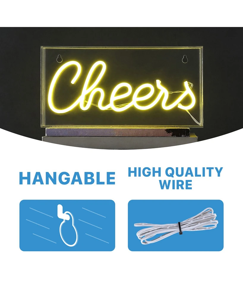 Cheers Contemporary Glam Acrylic Box Usb Operated Led Neon Light